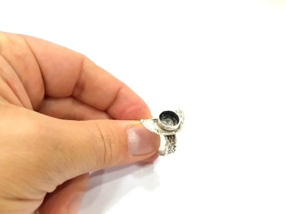 Silver Ring Setting Resin Blank Cabochon Base inlay Ring Mounting Adjustable