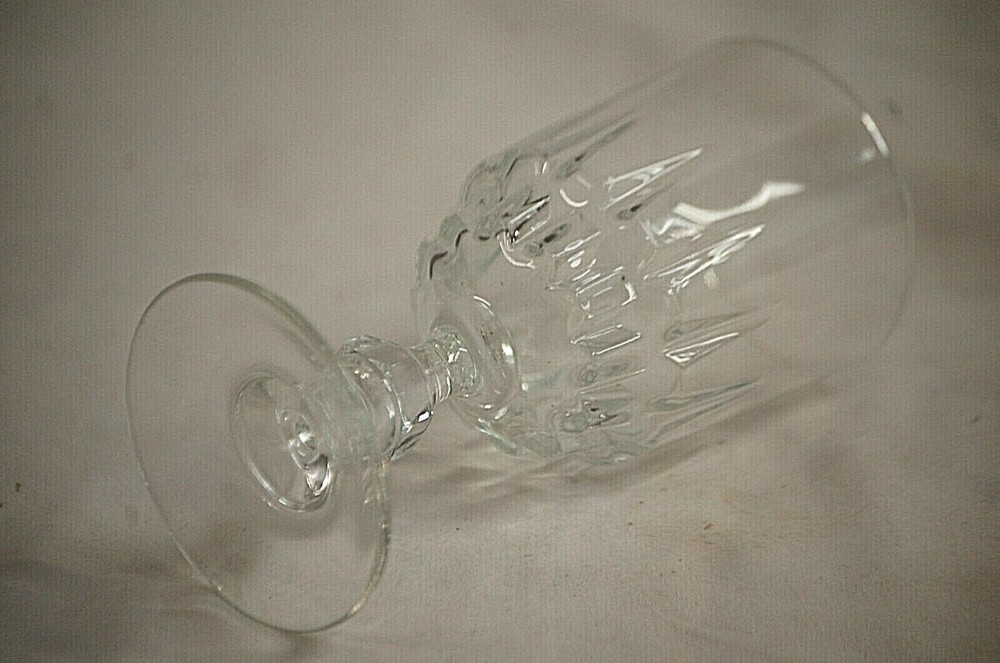 Wine Goblet Footed Knob Stem Clear Glass Unknown Maker