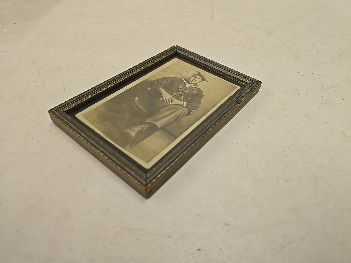 Antique WW1 US Navy African American Sailor Framed Photograph