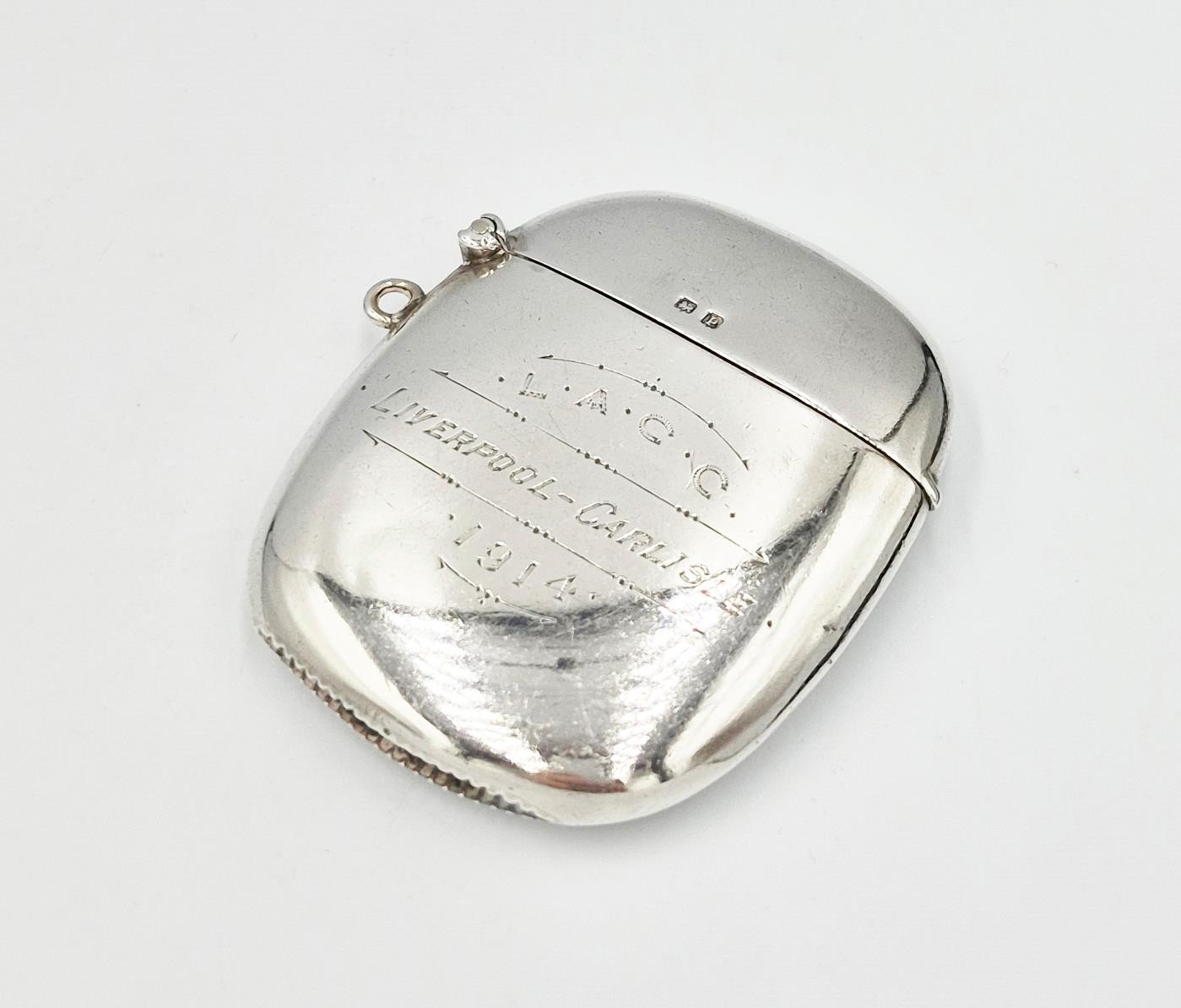 ANTIQUE STERLING SILVER  LIVERPOOL - CARLISLE LARGE VESTA CASE Birmingham 1914