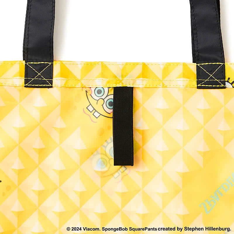 Packable Tote Bag SpongeBob Pattern Yellow A4 Foldable (50-026SBP)