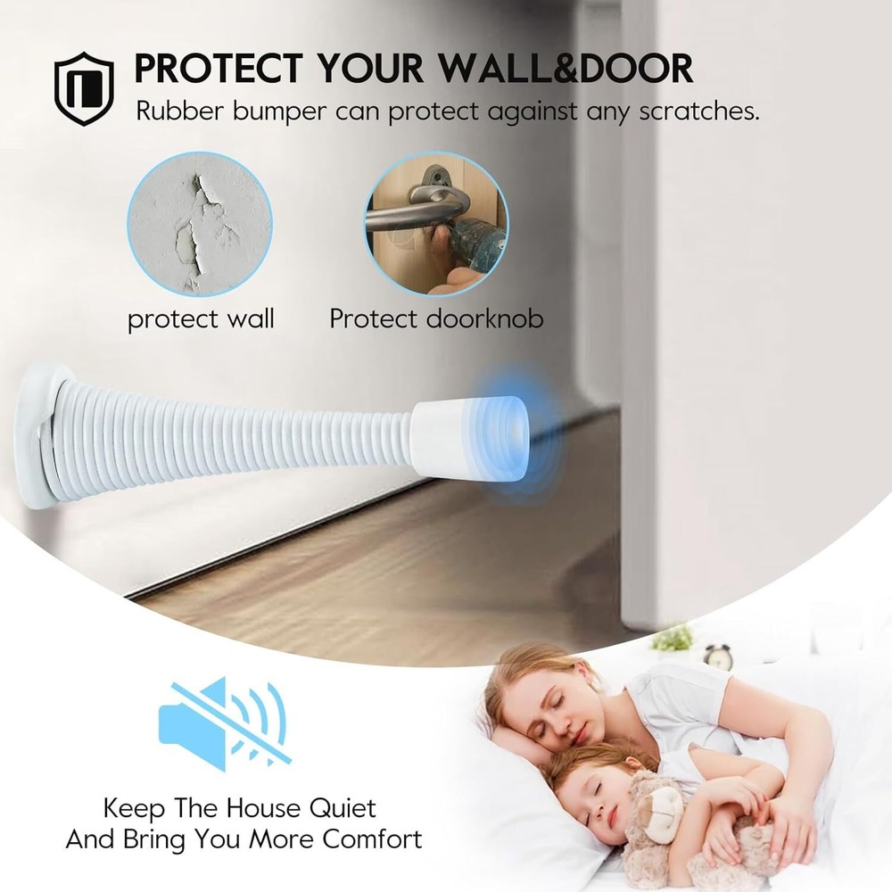 HOME MASTER HARDWARE 12 Pack Spring Door Stops, 3 Inch Wall Mounted ‎White