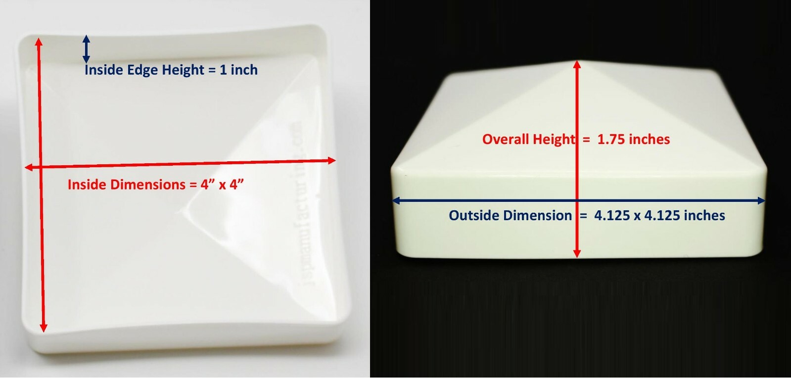 Fence Post Pvc or Vinyl Cap Plastic White True 4 x 4 pyramid 4x4 100 MM
