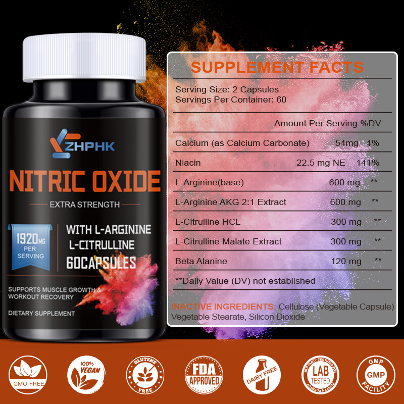 Nitric Oxide & Circulation Booster | L-Arginine, L-Citrulline | Extra Strength