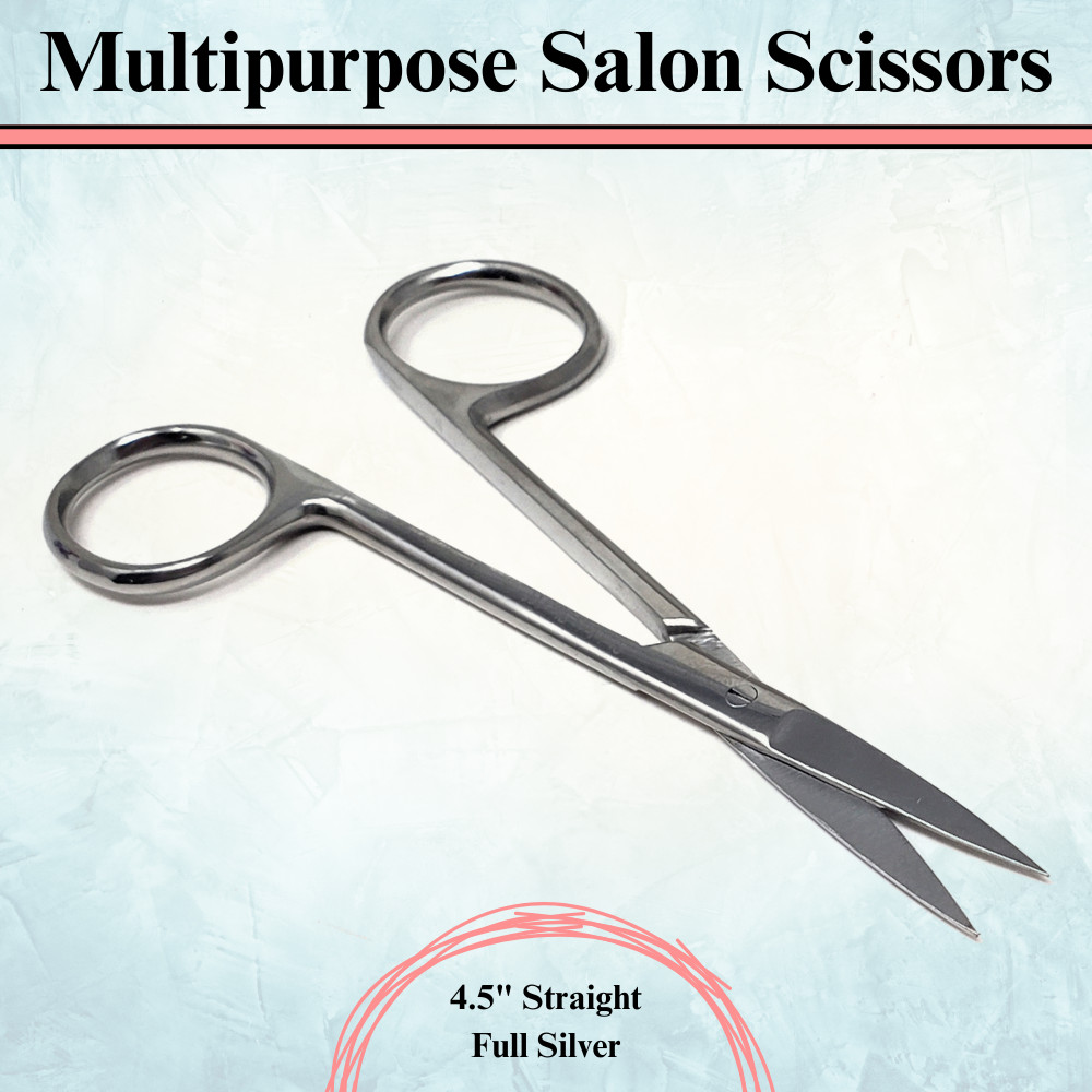 Multi-Use Salon Shears for Hair Nails Beard Trimming Cutting & Cleaning 4.5" STR