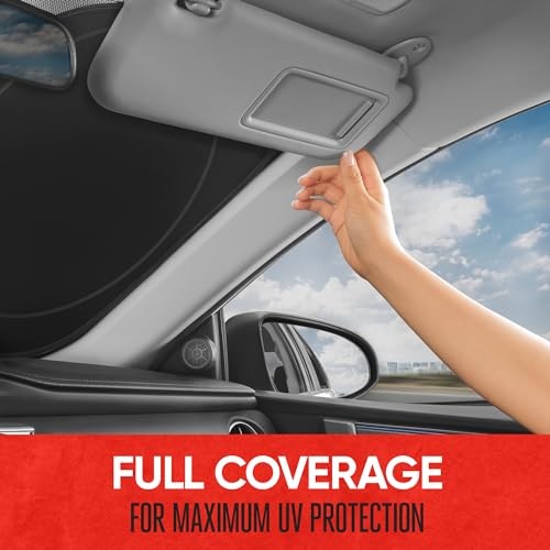 Foldable Car Sun Shade with Storage Bag, Collapsible Sun Visor for X-Large