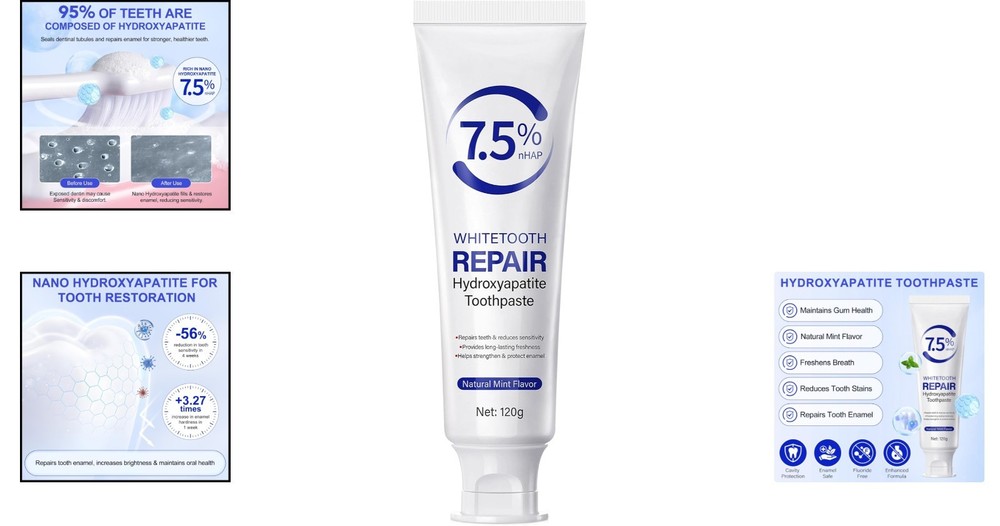 Hydroxyapatite Toothpaste 7.5% - Enamel Protection & Fresh Mint, 4.23 Oz