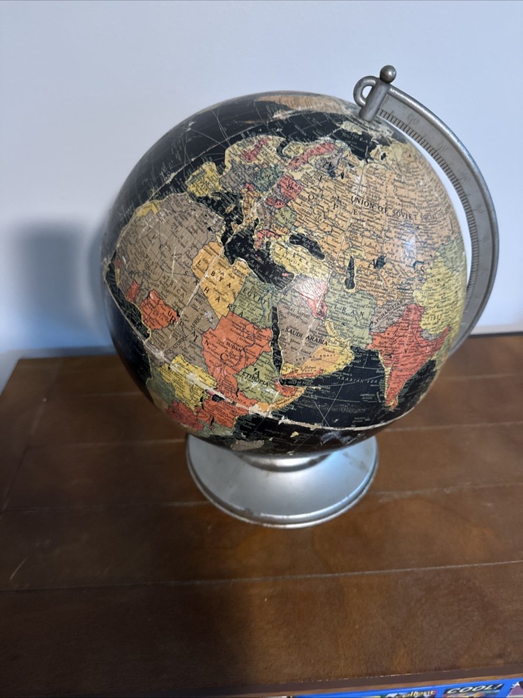 Vintage World Globe with Metal Base