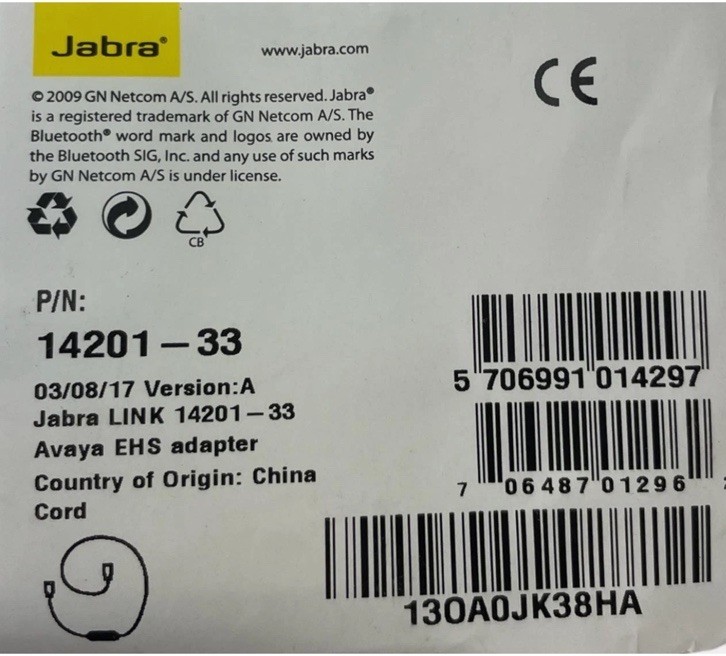 Jabra Link 14201-33 Avaya EHS Adapter Electronic Hook Switch Cable