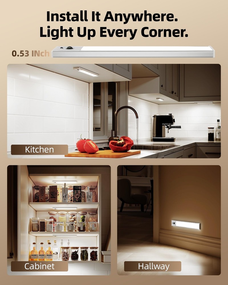 Under Cabinet Lighting 5-Pack 10inch 2400mAh Motion Sensor Wireless Remote 3