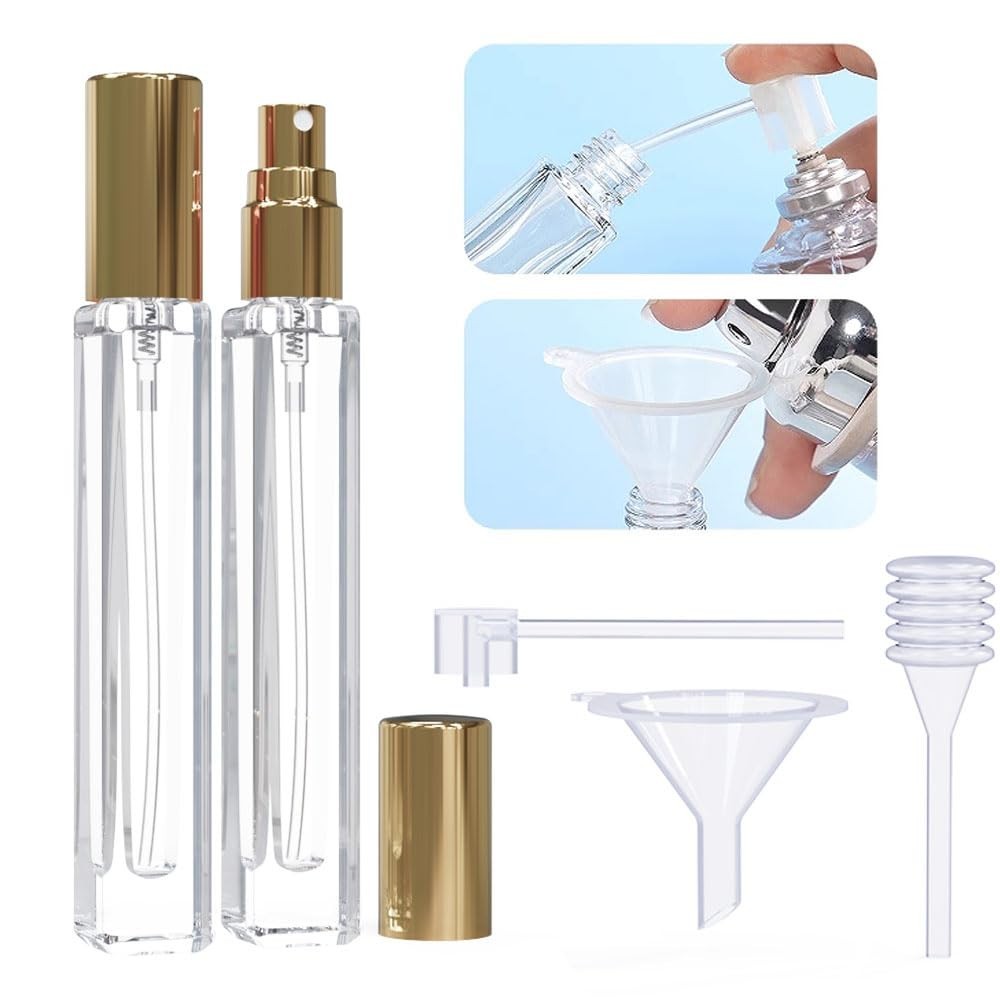 2-Pack 10ml Empty Perfume Atomizers – Refillable Spray Bottles with Pipette