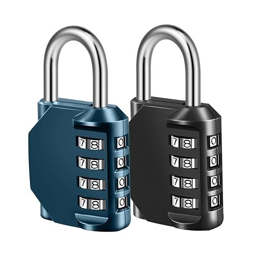 4 Digit Combination Padlock, Resettable Combination Lock for School Gym, Fence