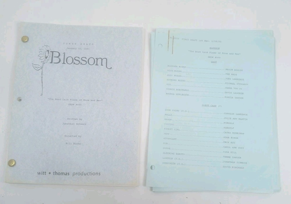 Blossom First Draft Script 1993 Bill Bixby Directed