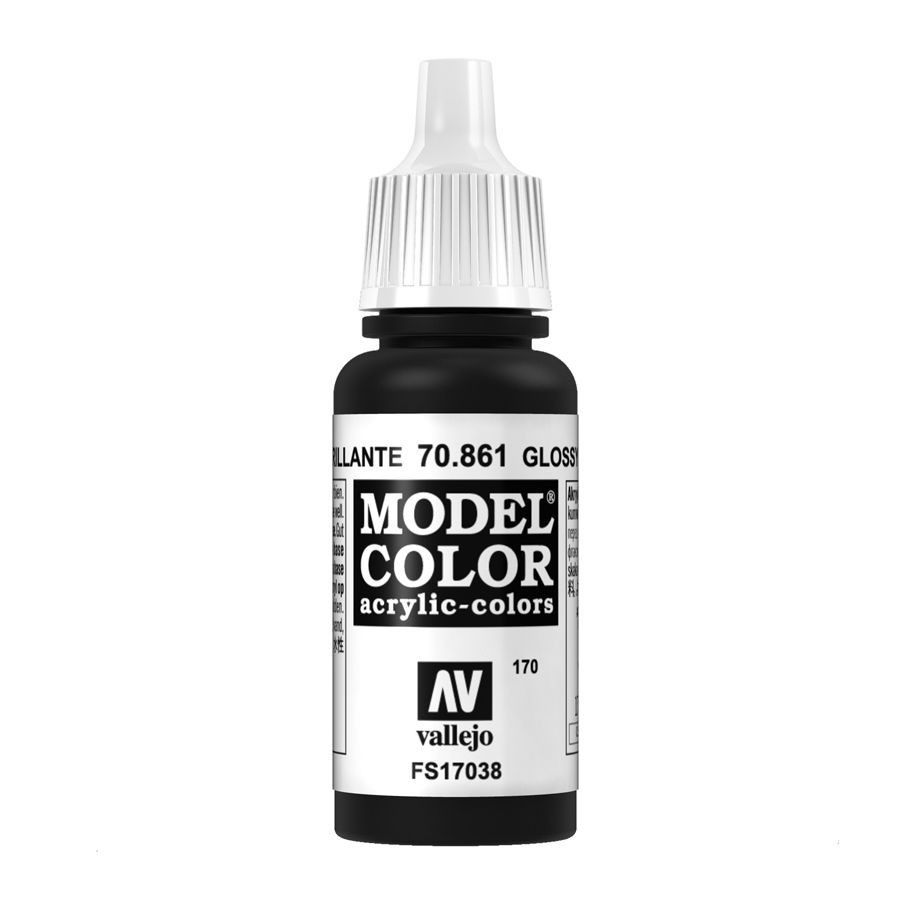 Vallejo Model Color Gloss Black Acrylic Paint 18Ml