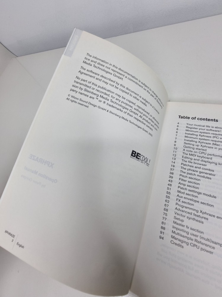 Steinberg Xphraze Ultimate Synthesizer SoftwareOperation Manual Book PC