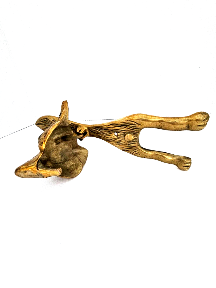 VINTAGE 10" SOLID BRASS FOXHEAD DOOR KNOCKER - NEVER USED - BRIGHT BRASS