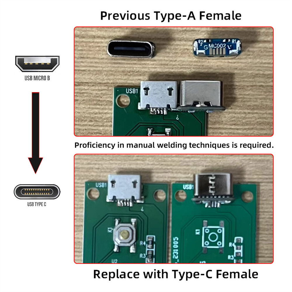 Cablecy 10pcs/lot DIY Solder Type-C Female Socket Connector Replace Micro-USB
