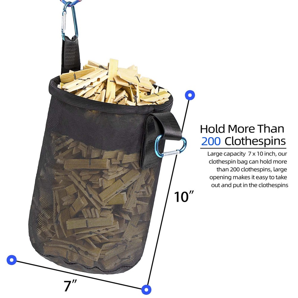 Mesh Clothespin Bag Holder Outside, Multiple Hanging Methods Clothes Pin Bag ...