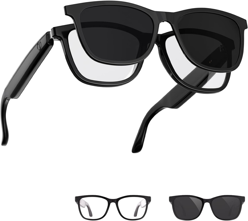 Smart Glasses with Bluetooth, 2-in-1 Magnetic Sunglasses (Blue Light Blocking &