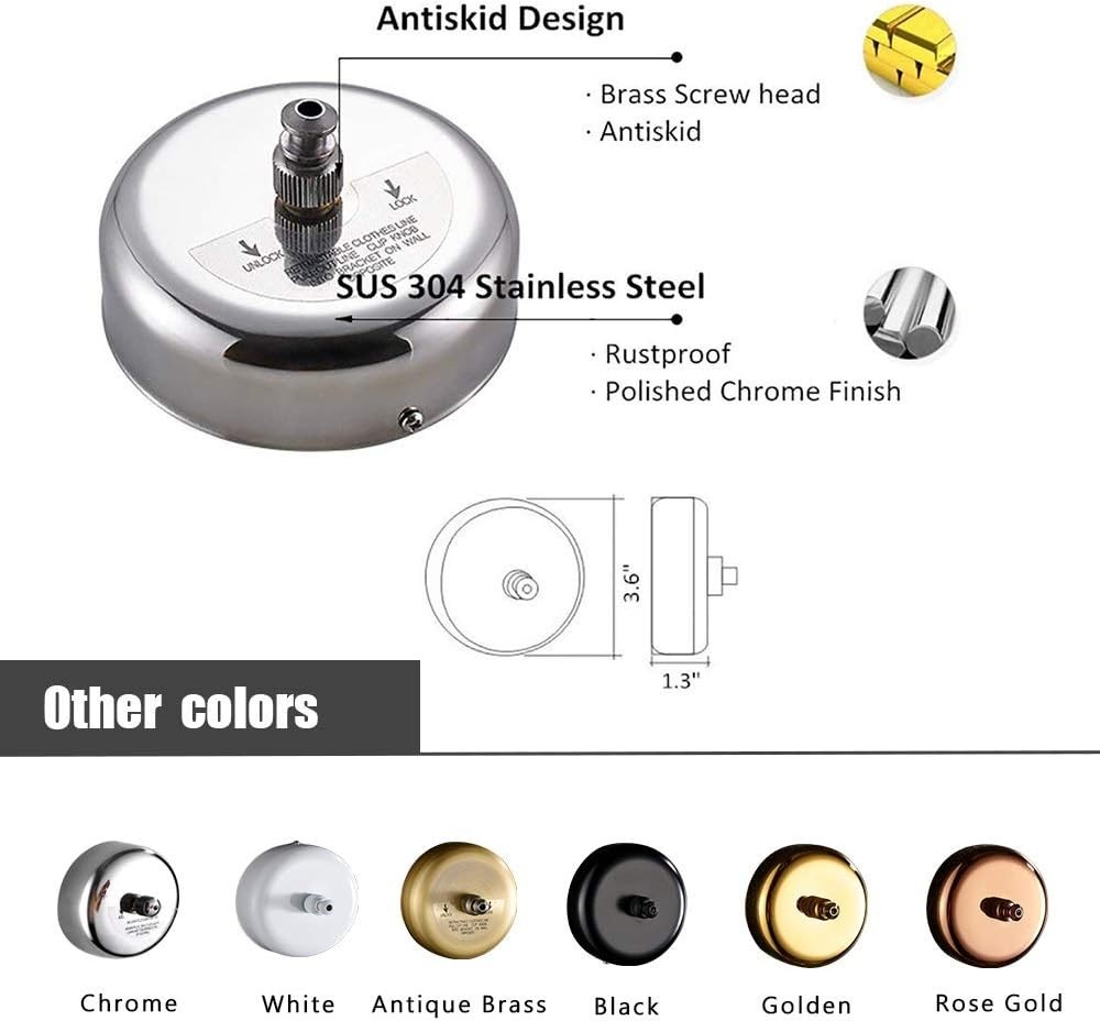 9.2ft Retractable Stainless Steel Clothesline - Rustproof & Heavy Duty