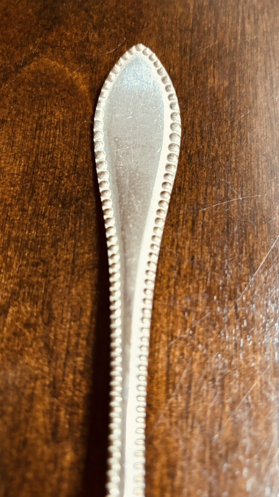 Beaded MEAT FORK EXTRA PLATE COIN SILVER ~ 8"