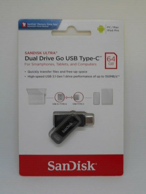 New SanDisk 64GB Plastic Dual USB Type C