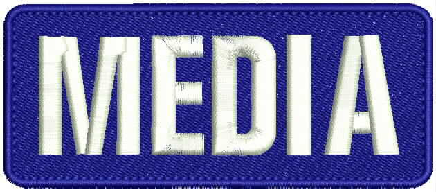 MEDIA embroidery patch 2x5 hook on back navy