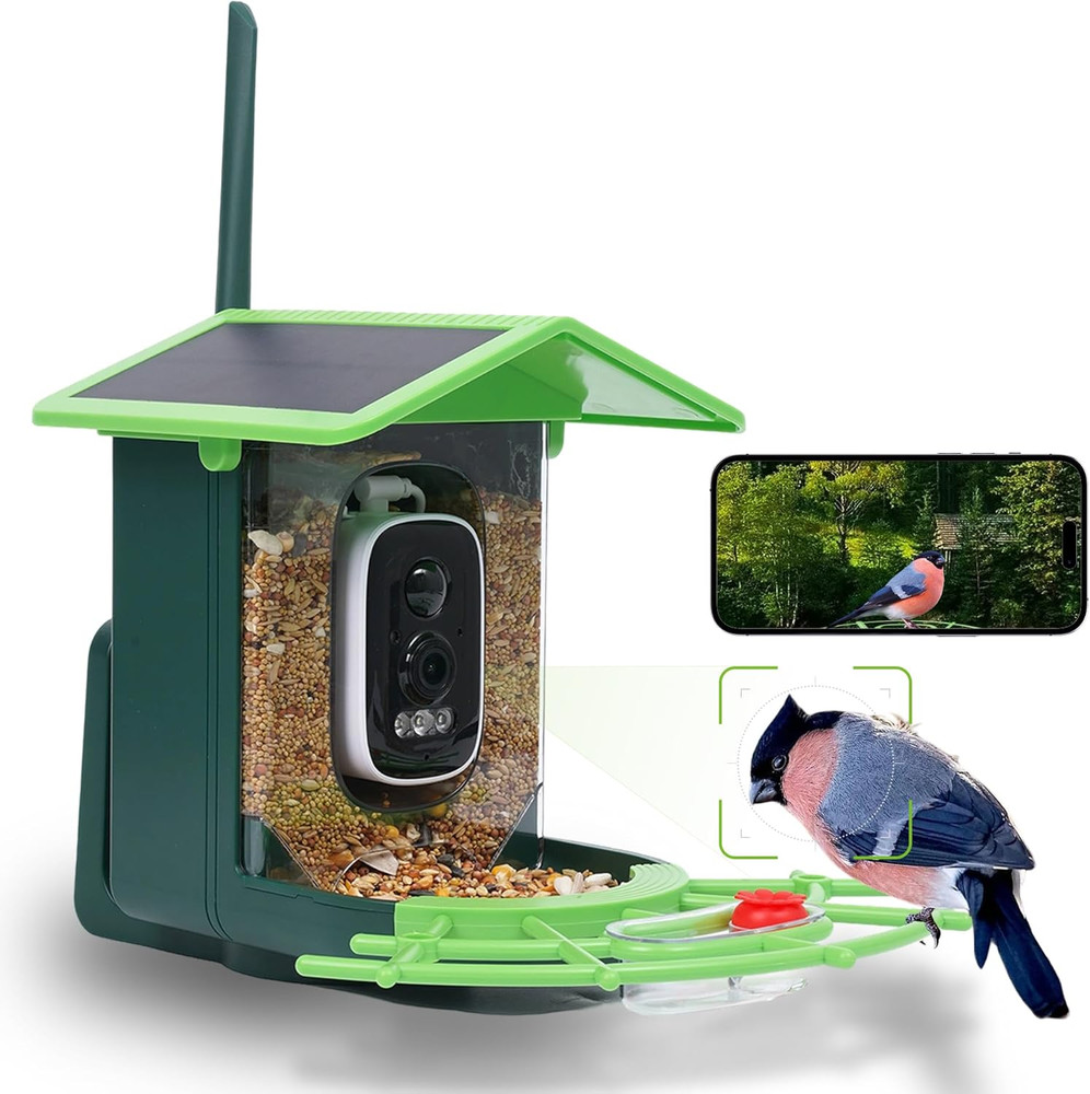Bird Feeder with Camera, AI Birds Identification, Solar Powered, Live View, Inst