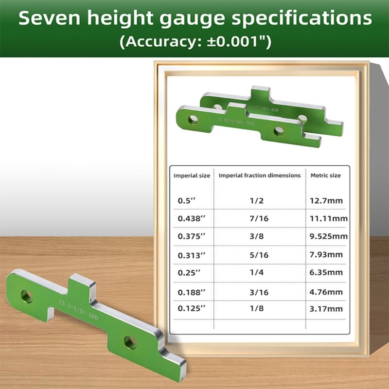 7pcs Aluminum Woodworking Setup Block Setup Router Table Height Gauge Tool