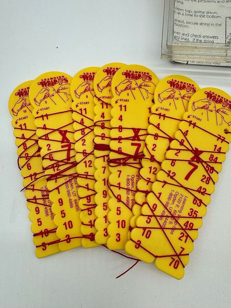 Learning Wrap-Ups For Basic Math Facts Yellow with Instructions NEW NIB Set of 2