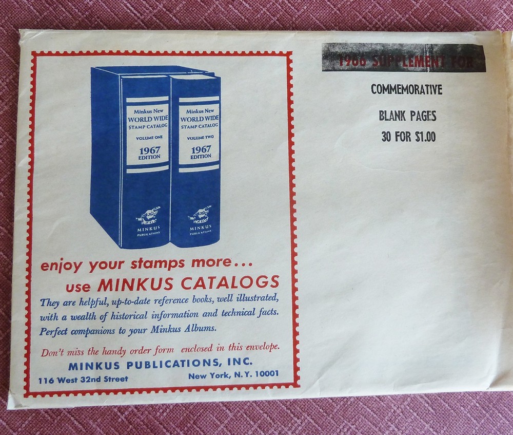 Minkus 1966 US Commemorative Issues, 30 Supplement  Blank Pg 3-ring Binders  New