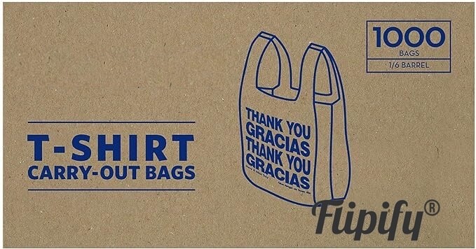Bags 1/6 Large 22 x 11.5 x 6.5 Thank You T-Shirt Plastic Grocery Shopping Bags