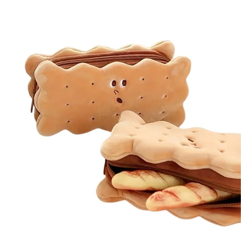 Cookie Biscuit Sandwich Plush Pencil Case | Cute & Practical for Organizing Y...