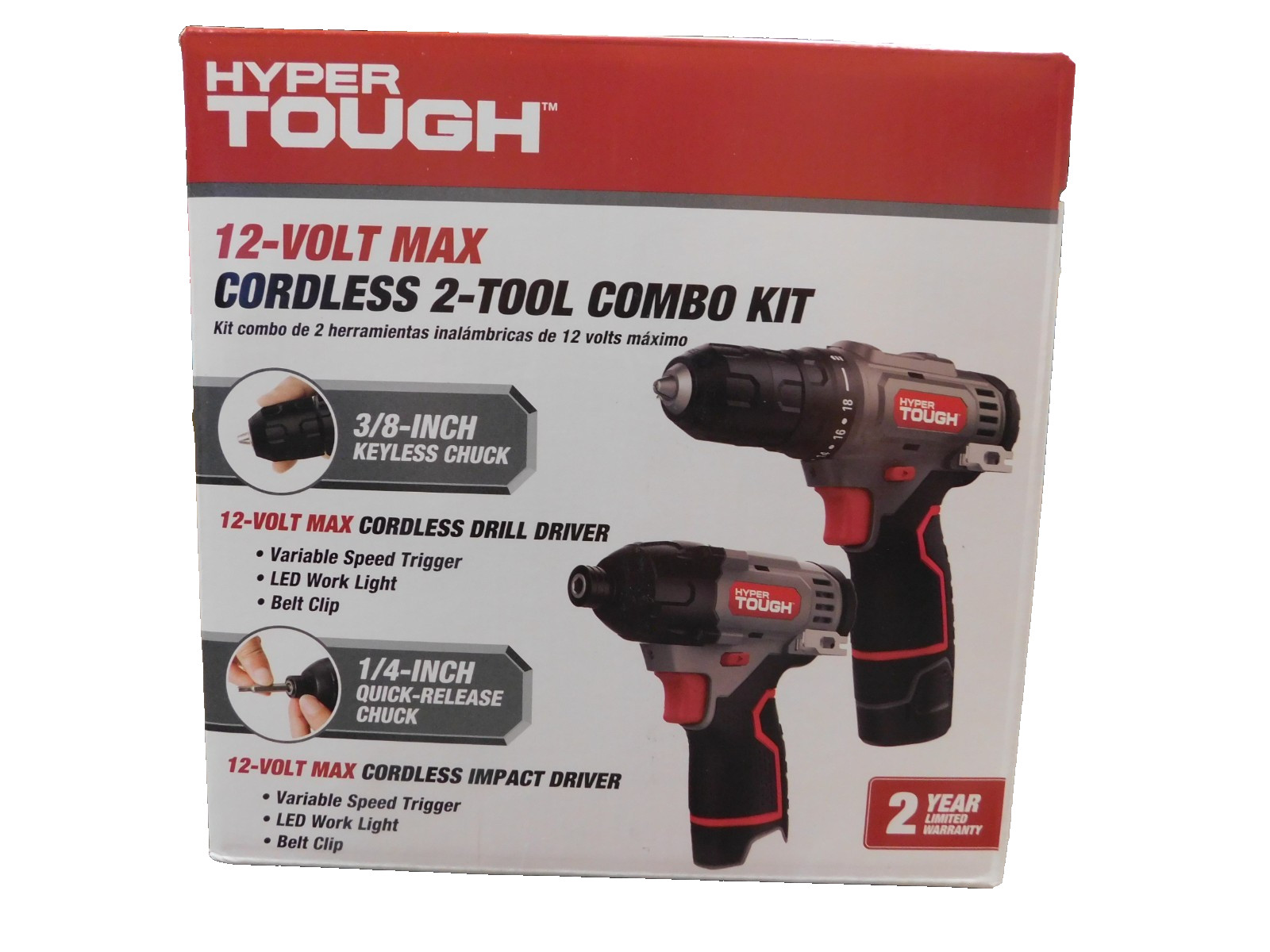 Hyper Tough 12V Max,Cordless 2-Tool Drill & Impact Driver-3/8" Chuck, 1 Battery