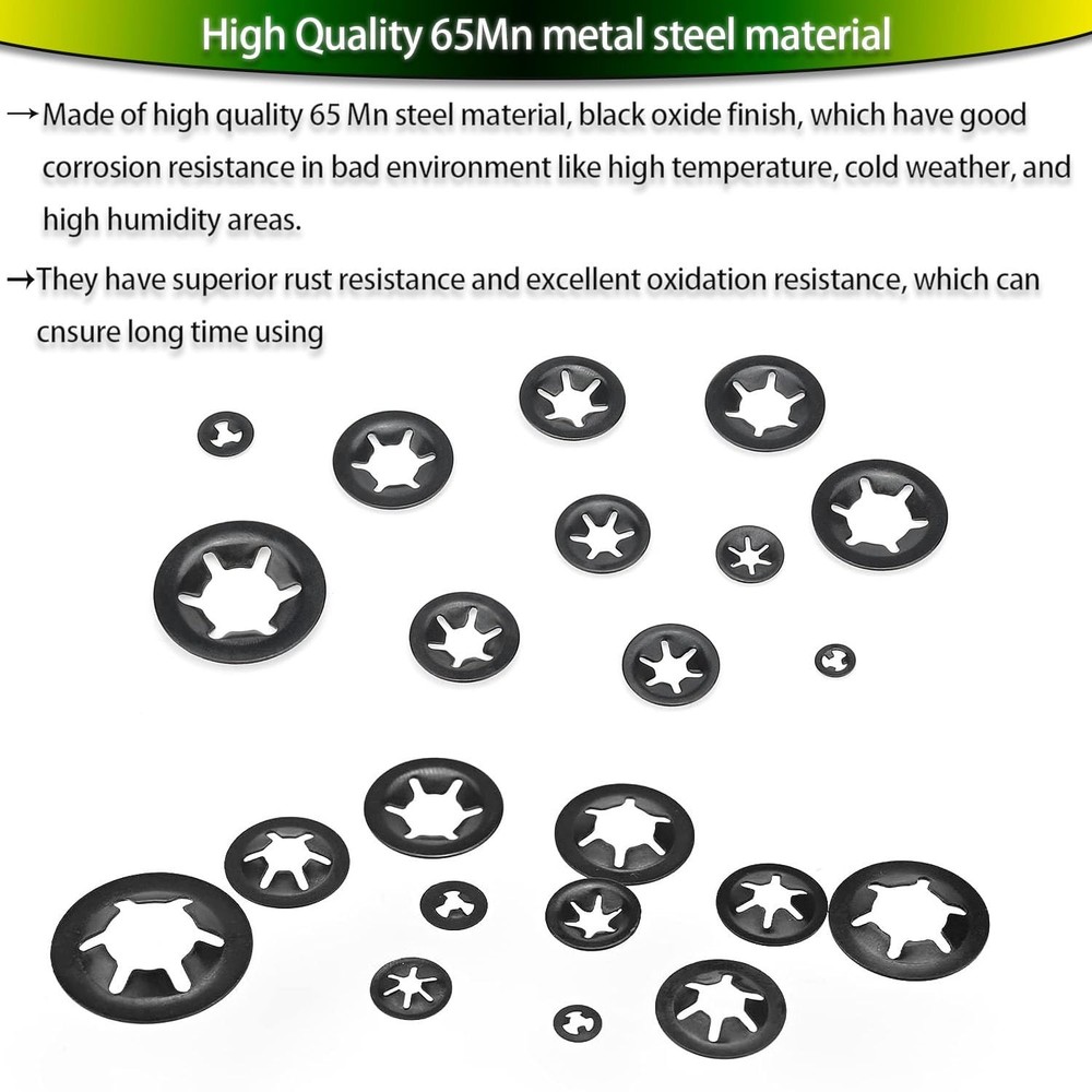 320 Pieces 7 Sizes Push Nuts Assortment,Internal Tooth Star Lock Washers,Quick