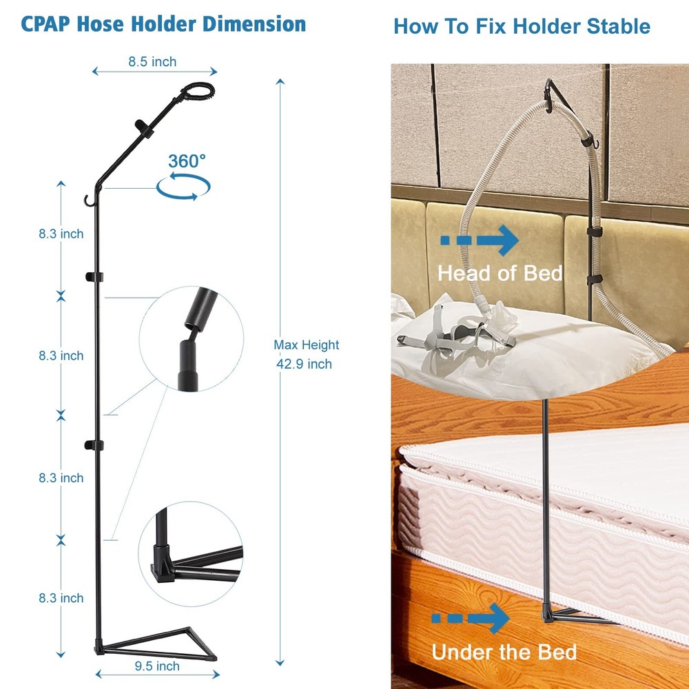 LONYEON CPAP Hose Holder - Hanger Triangle Base-Height Fixed, Black