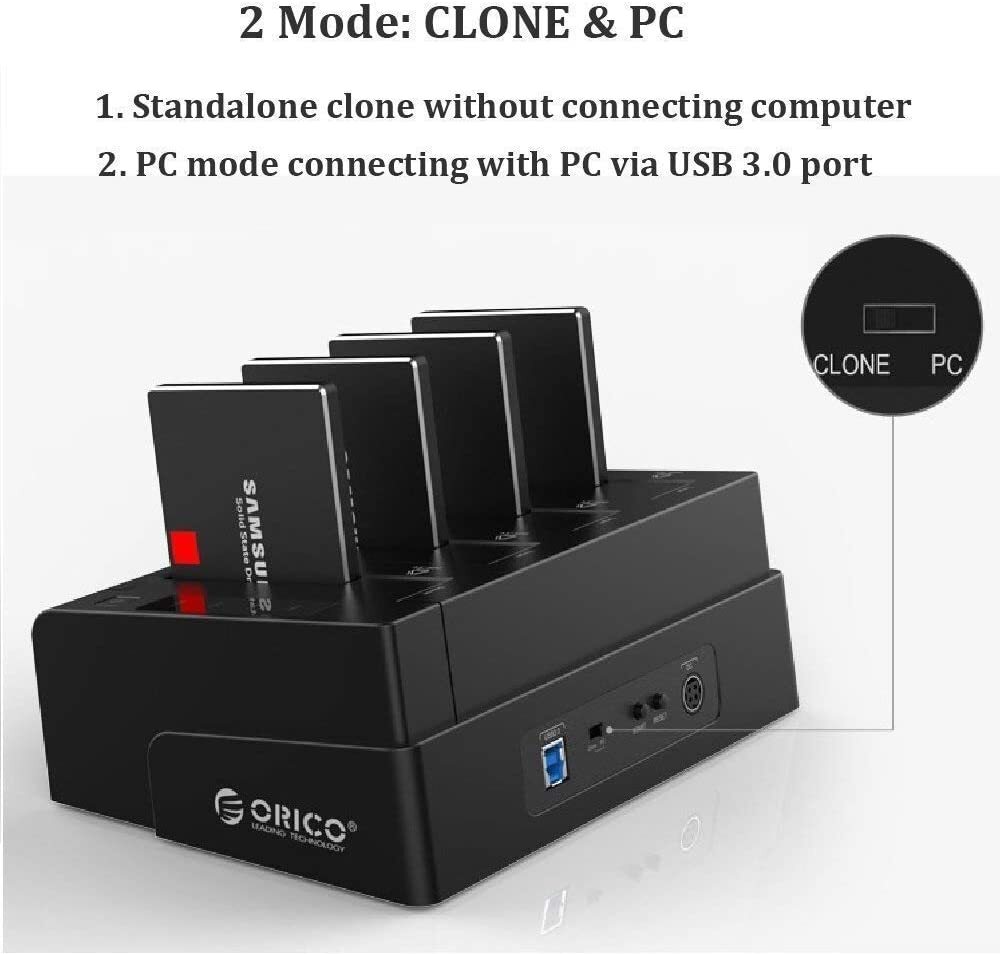 ORICO USB3.0 4 Bay Hard Drive Docking Station for 2.5/3.5 inch HDD SSD Off Clone