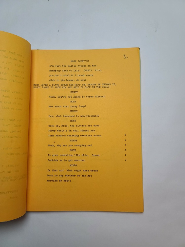 MORK & MINDY / 1981 TV Script, Conrad Janis & Robert Donner "The Wedding"