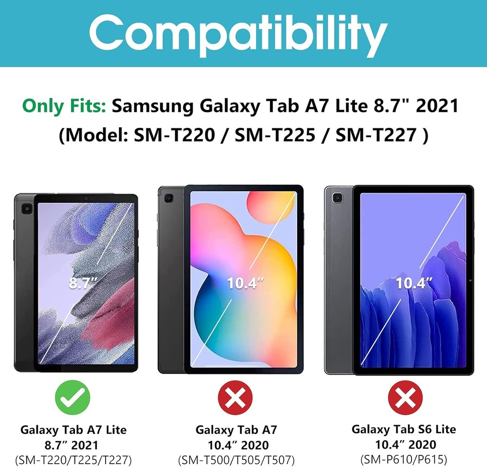 Case for Galaxy Tab A7 Lite 2021 8.7" with Tempered Glass Screen Protector