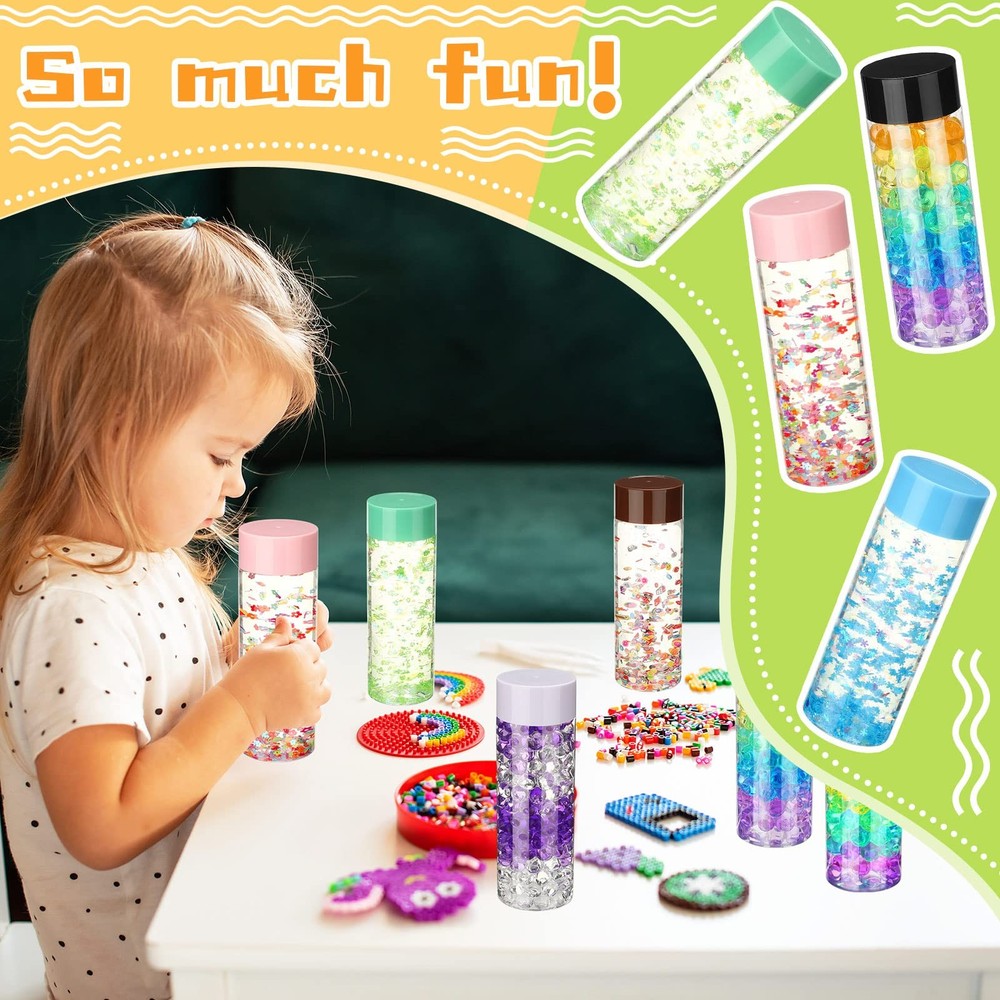 16 Pcs Empty Plastic Sensory Bottles with Lids Reusable Clear Plastic Sensory...
