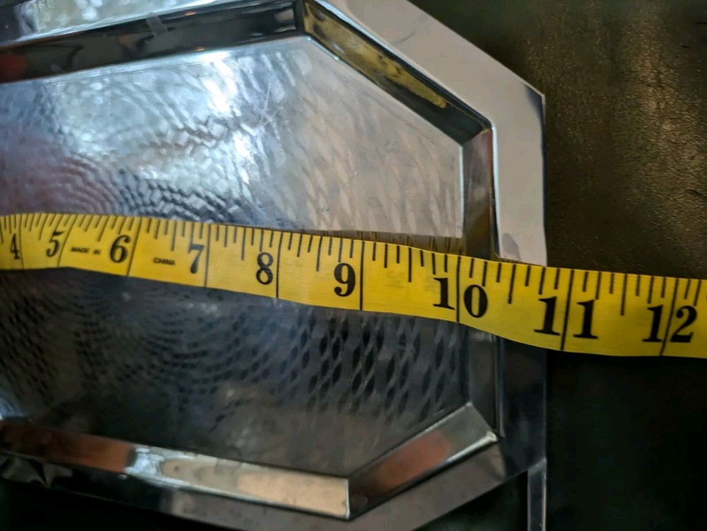 Vintage Large Chrome Cake Stand - Neatly Folding Compact - Engine Turned Pattern