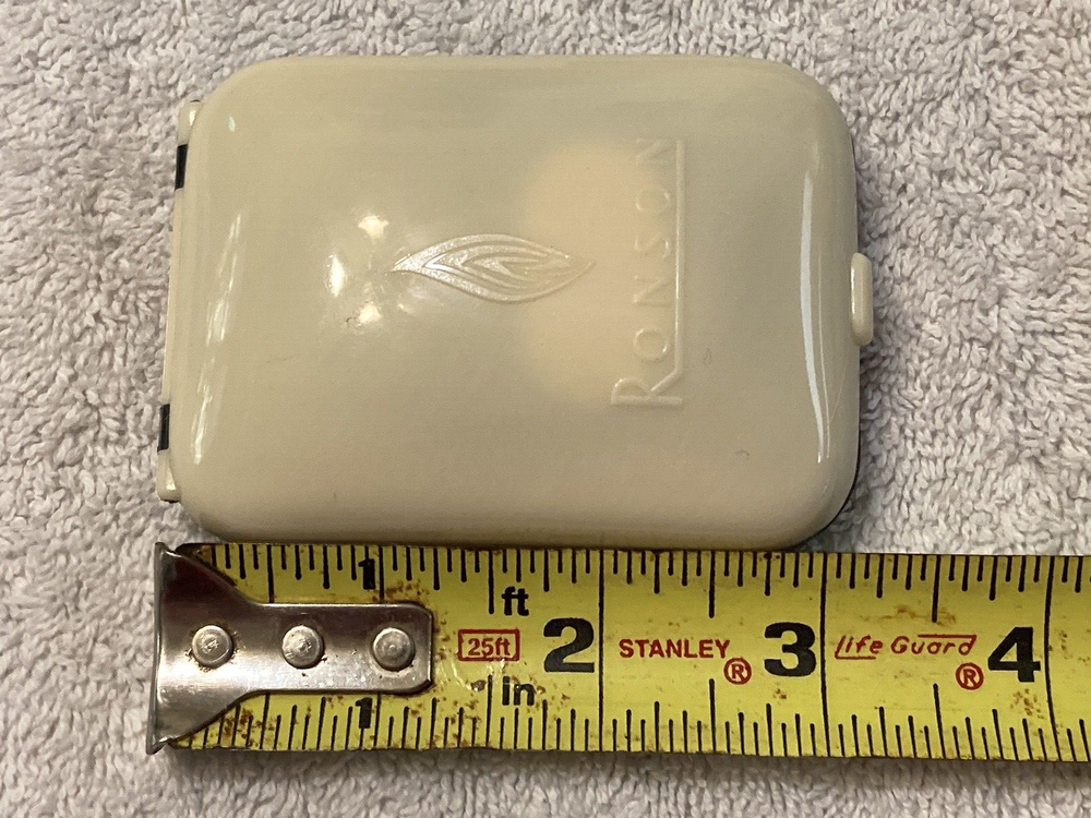 VINTAGE RONSON FLO-LINE CHROME LIGHTER BAKELITE CASE AND BOX NO LIGHTER