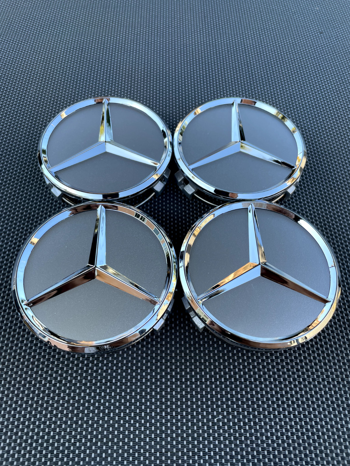 MERCEDES BENZ SET OF 4 SILVER 75 mm/2.95in Wheel Center Caps Fits Most Models