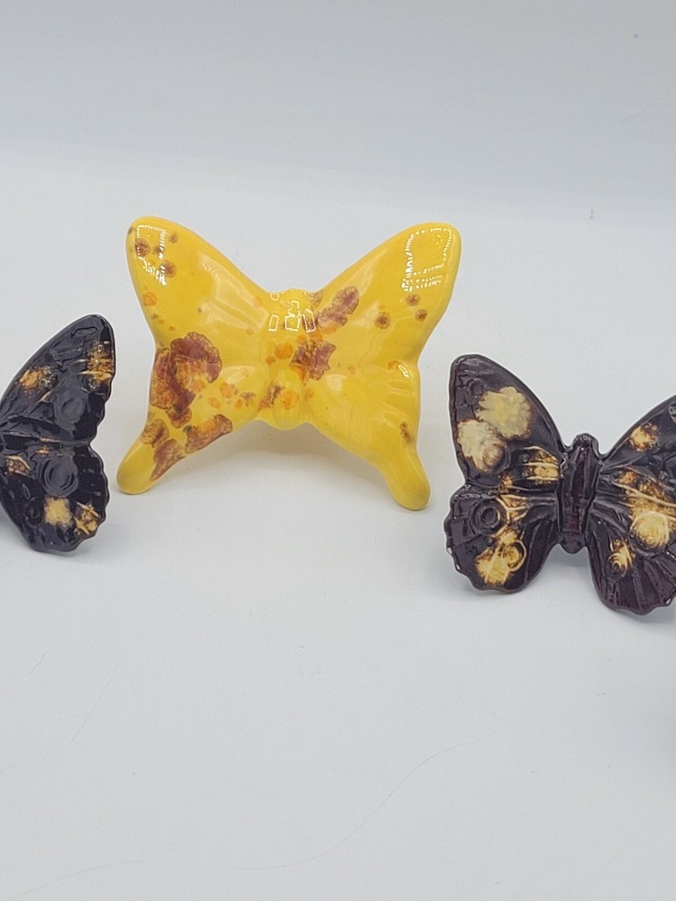 Vintage Lot Ceramic Macrame Beads 1970's Butterfly Moth