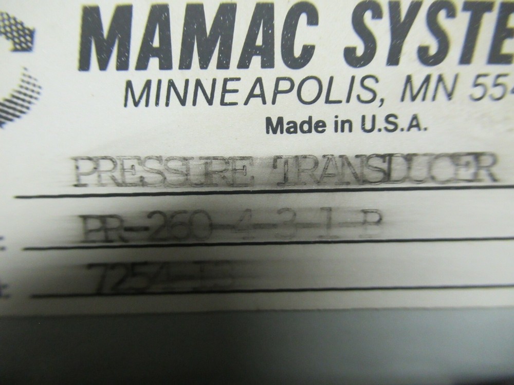 MAMAC SYSTEMS PRESSURE CONTROL SWITCH PR-260-4-3-1-B