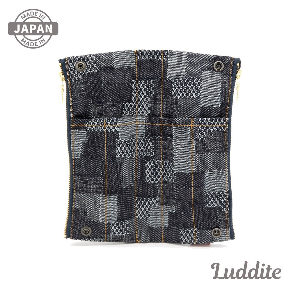 LUDDITE Authentic Okayama Denim Patchwork Folding Pen Case Made in Japan
