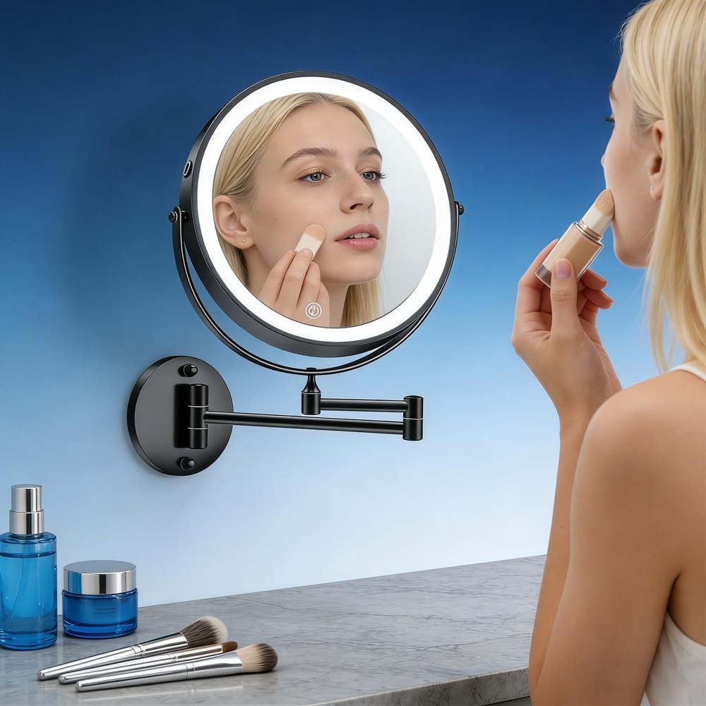 Rechargeable Wall Mounted Lighted Makeup Mirror 30X Magnifying Mirror with Li...