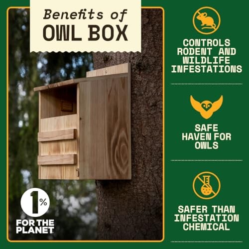 Owl House Cedar - Prebuilt Barn & Screech Owl Nesting Box - Easy Hang & Clean