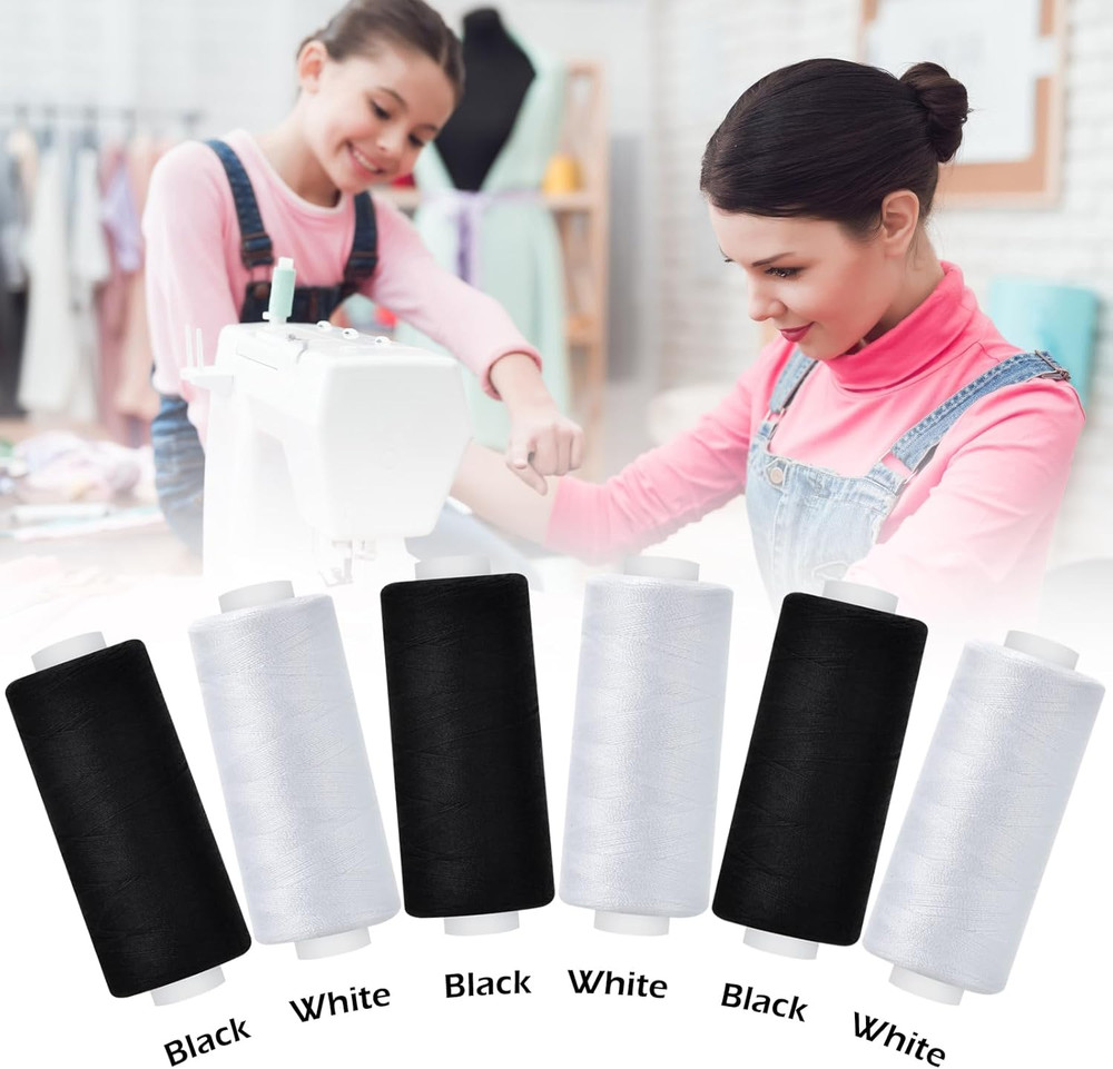 6 Pcs Sewing Thread Kit, 400 Yards Each Spool 402 Polyester Thread with Sewin...