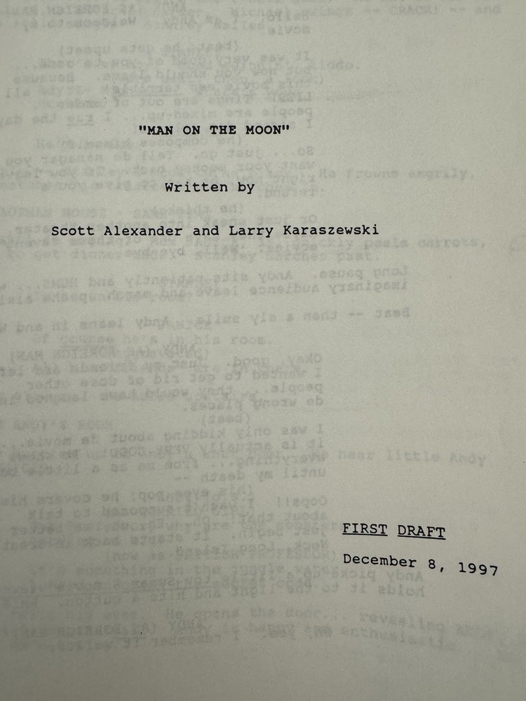 Man In The Moon, Original First Draft, CAA, Script, 1997, Alexander/Karaszewski